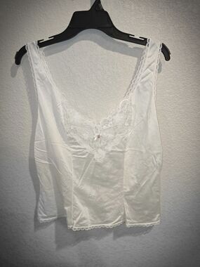 Vintage Ashley Taylor White Lace Trim Camisole Slip Top Size XL